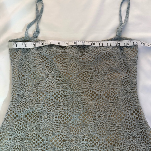 SNDYS Lace Bodycon Midi Dress Blue Grey | Strappy Slip Dress - Picture 10 of 14
